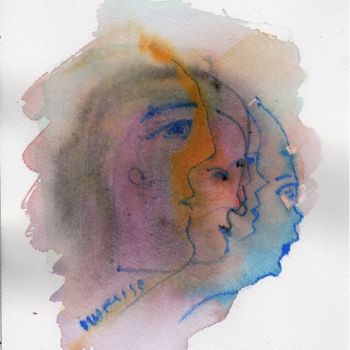 Pittura intitolato "sur-face.jpg" da Marie-Lise Courtel, Opera d'arte originale, Acquarello