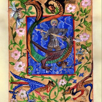 Pintura intitulada "dragon.jpg" por Marie-Lise Courtel, Obras de arte originais, Outro