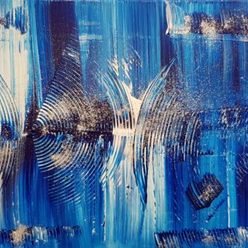 「big blue」というタイトルの絵画 Dorothée Dhaussyによって, オリジナルのアートワーク, アクリル ウッドストレッチャーフレームにマウント