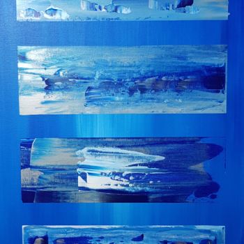 Malerei mit dem Titel "blue bands" von Dorothée Dhaussy, Original-Kunstwerk, Acryl Auf Keilrahmen aus Holz montiert
