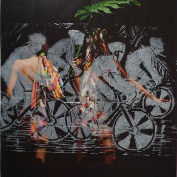 Prenten & gravures getiteld "Vélos à la palme ve…" door Dominique Duhot, Origineel Kunstwerk, Gravure