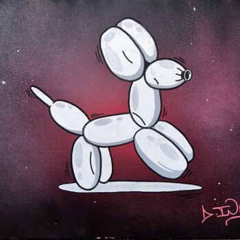 Painting titled "BALL DOG" by D.Ink, Original Artwork, Spray paint