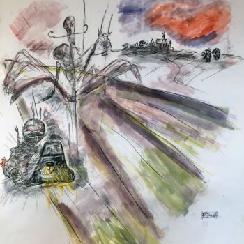 Schilderij getiteld "Don Quixote fantast…" door D’Joon, Origineel Kunstwerk, Aquarel