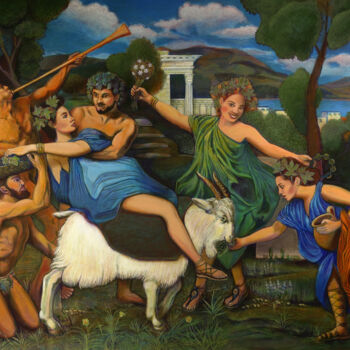 Pintura titulada "Celebrating Bacchus…" por D-Marko-O, Obra de arte original, Acrílico Montado en Bastidor de camilla de mad…