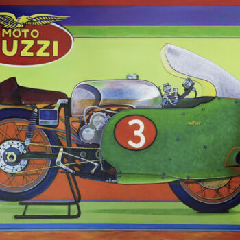 Peinture intitulée "MOTO GUZZI V8" par D-Marko-O, Œuvre d'art originale, Acrylique