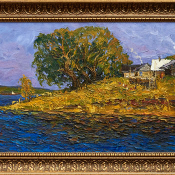 Painting titled "Volga coast" by D Motov, Original Artwork, Oil