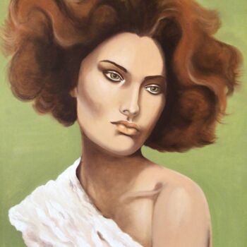 Painting titled "ROUSSE" by Noëlle Decombe, Original Artwork, Oil Mounted on Wood Stretcher frame