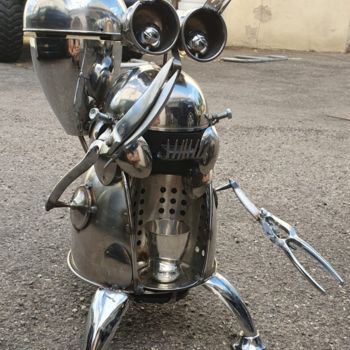 Sculpture titled "Robot Cafetière" by D.S.A.Rt, Original Artwork, Metals