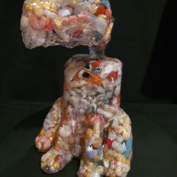 Sculpture titled "Chat Pilules" by D.S.A.Rt, Original Artwork, Casting