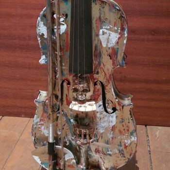 Sculpture intitulée "Violon StradiVIRUS" par D.S.A.Rt, Œuvre d'art originale, Bois