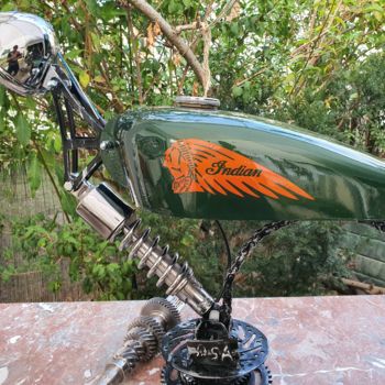 Sculpture titled "motorcycle tank lamp" by D.S.A.Rt, Original Artwork, Metals