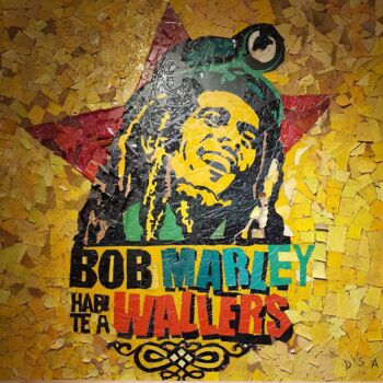 「Bob Marley & The Wa…」というタイトルの絵画 D.S.A.Rtによって, オリジナルのアートワーク, ステンドグラス塗装 ウッドストレッチャーフレームにマウント