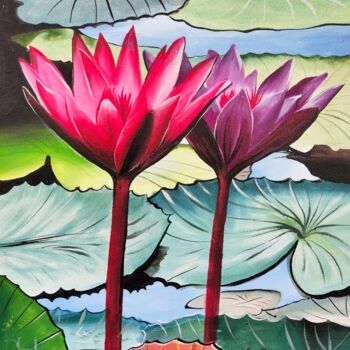 Pittura intitolato "lotus 2" da D Shiva Prasad Reddy Shiva, Opera d'arte originale, Acrilico