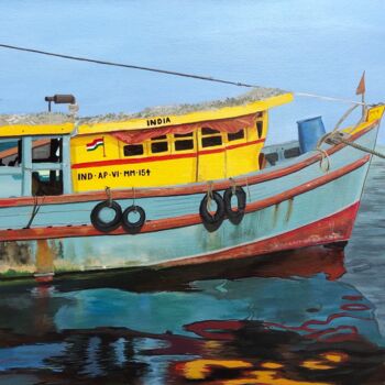 Peinture intitulée "vizag harbour 9" par D Shiva Prasad Reddy Shiva, Œuvre d'art originale, Acrylique