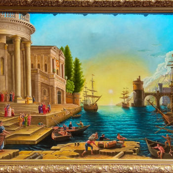 Painting titled "Sea Port" by Daniel Zhili Bochkov, Original Artwork, Oil