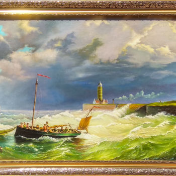 Painting titled "Fishermans" by Daniel Zhili Bochkov, Original Artwork, Oil