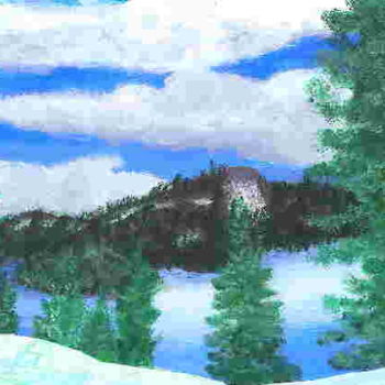 Malerei mit dem Titel "Crater Lake" von David Chupp, Original-Kunstwerk