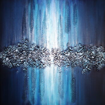 Schilderij getiteld "Licht blauw" door Daan Corstjens, Origineel Kunstwerk, Acryl Gemonteerd op Frame voor houten brancard