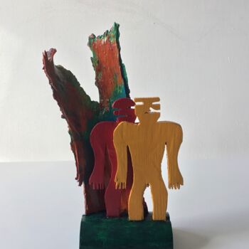 Sculpture intitulée "Hide & seek" par Dablart, Œuvre d'art originale, Bois