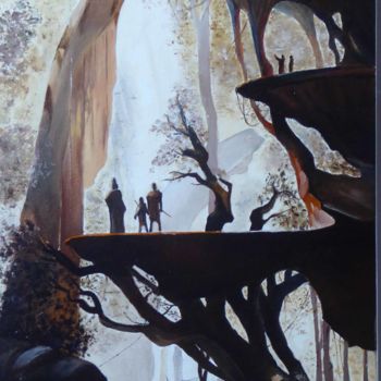 Painting titled "les arbres plateaux" by Dab, Original Artwork, Oil