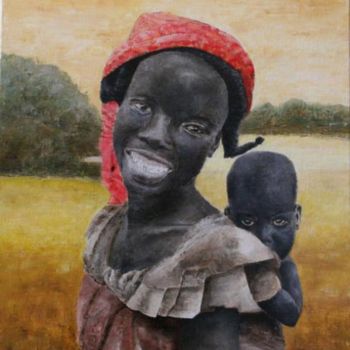 Peinture intitulée "FEMME ET ENFANT" par Dab, Œuvre d'art originale