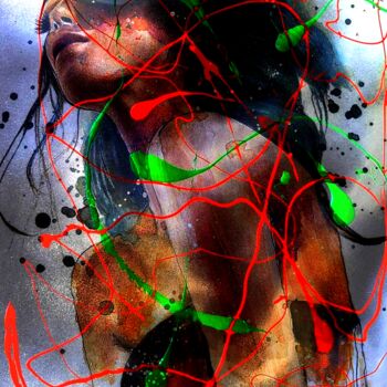 Картина под названием "BRUNE." - Dabu., Подлинное произведение искусства, Рисунок распылителем краски