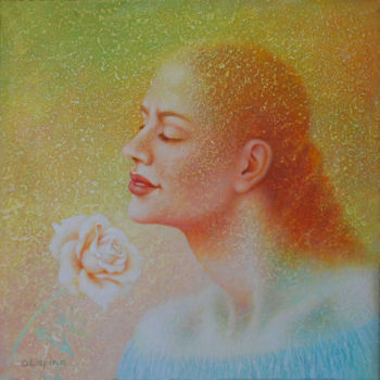 Malarstwo zatytułowany „Smell of Rose” autorstwa Dace Lapina, Oryginalna praca, Akryl