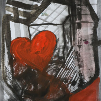 Pittura intitolato "Heart" da Dackys13 Kalogeropoulos, Opera d'arte originale, Inchiostro