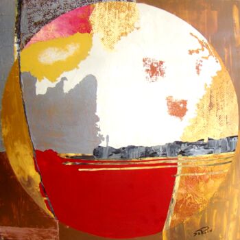 Painting titled "Boule caramel" by Patrick Daclin, Original Artwork, Acrylic Mounted on Wood Stretcher frame