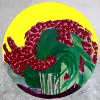 Painting titled "bouquet de tulipes" by Patrick Daclin, Original Artwork, Acrylic Mounted on Wood Stretcher frame