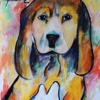 Peinture intitulée "Cachorro" par José Claudinei Da Cruz, Œuvre d'art originale, Gouache