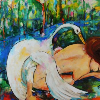 Peinture intitulée "Leda e o Cisne" par José Claudinei Da Cruz, Œuvre d'art originale, Huile