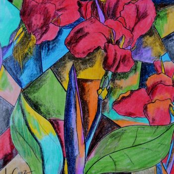 Картина под названием "Flores Vermelhas" - José Claudinei Da Cruz, Подлинное произведение искусства, Другой
