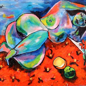 Картина под названием "Nu Verde" - José Claudinei Da Cruz, Подлинное произведение искусства, Масло