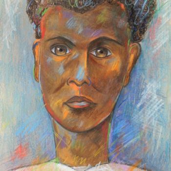 Peinture intitulée "Um Retrato" par José Claudinei Da Cruz, Œuvre d'art originale, Pastel