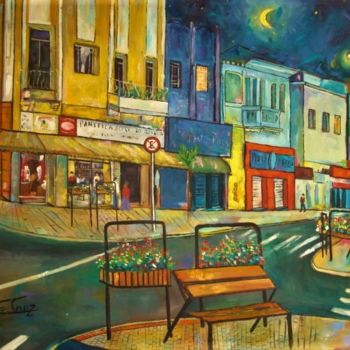 Painting titled "Paisagem Noturna, B…" by José Claudinei Da Cruz, Original Artwork, Oil