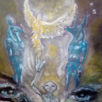 Картина под названием "HORUS ET ANUBIS" - Christ-Ange, Подлинное произведение искусства, Акрил