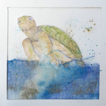 Dessin intitulée "Tartaruga marina" par Dade, Œuvre d'art originale, Aquarelle