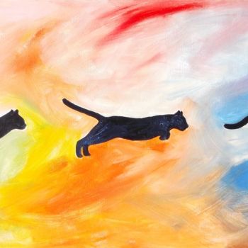 Painting titled "gatto-che-corre.jpg" by Dade, Original Artwork, Acrylic