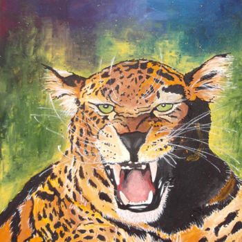 Peinture intitulée "leopard-ruggisce.jpg" par Dade, Œuvre d'art originale, Acrylique
