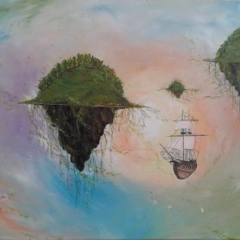 Pittura intitolato "c-e-un-isola-che-no…" da Dade, Opera d'arte originale