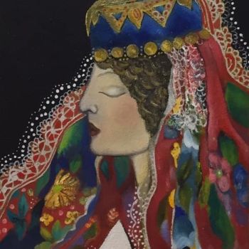 Painting titled "Woman from Malsia -…" by Dafinë Vitija, Original Artwork, Oil