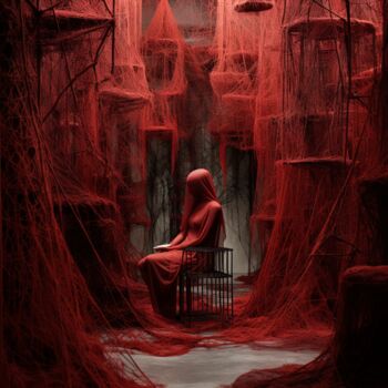 Arte digital titulada "Red Cocoon#2" por Laurent Da Fonseca, Obra de arte original, Modelado 3D