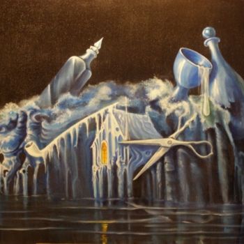 Pittura intitolato "Замерзающий натюрмо…" da Dagas, Opera d'arte originale