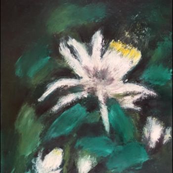 Painting titled "Fleur d’oranger" by Manar Abou Elaoula (A’M), Original Artwork, Oil Mounted on Wood Panel