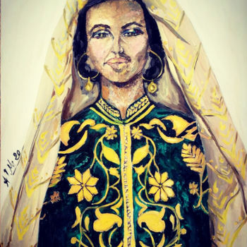 Ζωγραφική με τίτλο "Moroccan bride" από Manar Abou Elaoula (A’M), Αυθεντικά έργα τέχνης, Λάδι Τοποθετήθηκε στο Ξύλινο φορείο…
