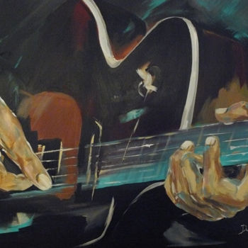 Peinture intitulée "le guitariste" par Dagmar Marchand, Œuvre d'art originale, Acrylique