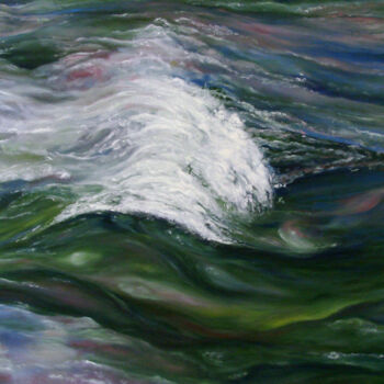 Painting titled "RIVER no.06" by Dagmar Wankowski, Original Artwork, Oil Mounted on Wood Stretcher frame