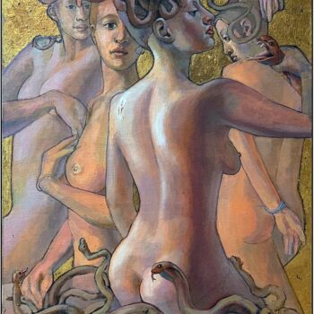 Painting titled "One Woman Four Faces" by Dags, Original Artwork, Oil
