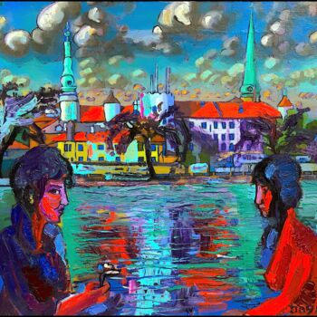 Painting titled ""RIGA SILHOUETTE" 1…" by Dags, Original Artwork, Oil